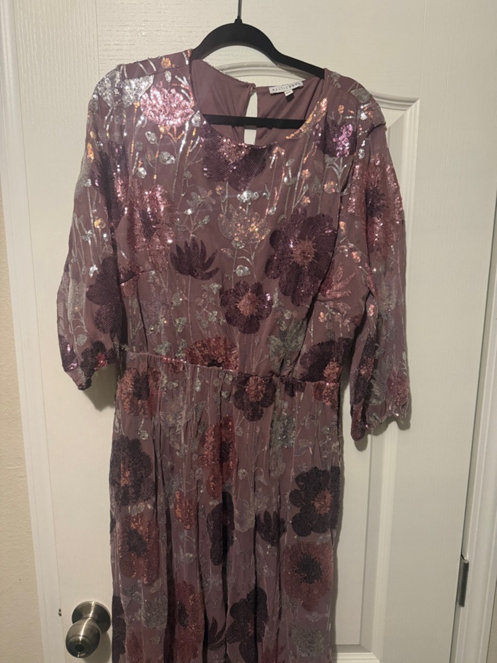Baltic Born Mauve Floral Sequin Midi Dress